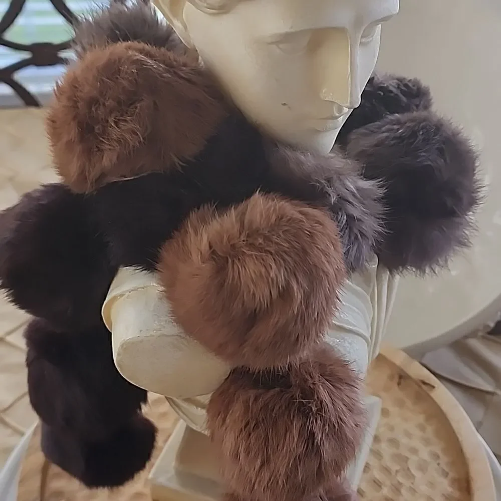 Faux Fur Puff Stoll Chocolate Brown